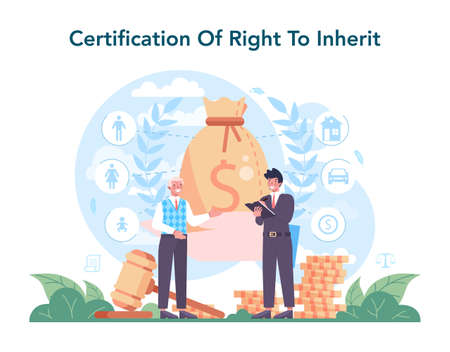 Notary service concept. Certification of a right to inherit. Professional lawyerのイラスト素材
