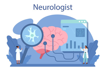 Neurologist concept. Doctor examine human brain. Idea of doctor caringのイラスト素材
