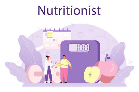Nutritionist concept. Nutrition therapy with healthy food and physicalのイラスト素材