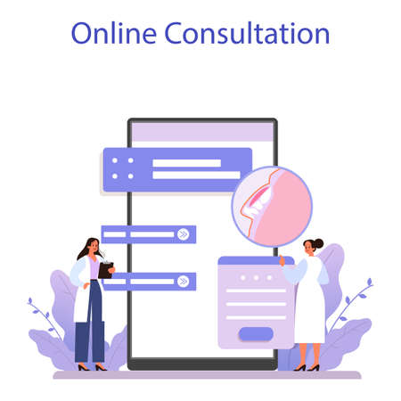 Plastic surgeon online service or platform. Body and face correction.のイラスト素材