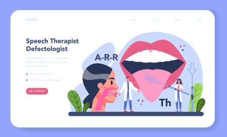 Speech therapist web banner or landing page. Didactic correctionのイラスト素材