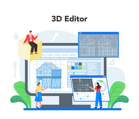3D modeling online service or platform. Digital drawingのイラスト素材