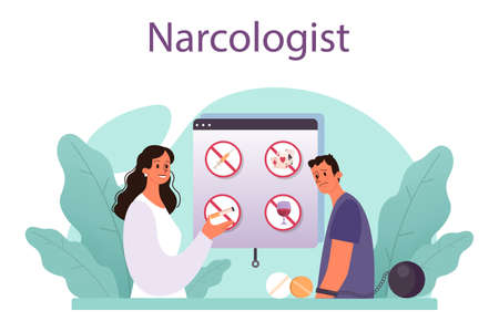Narcologist concept. Professional medical specialist. Drug and tobaccoのイラスト素材