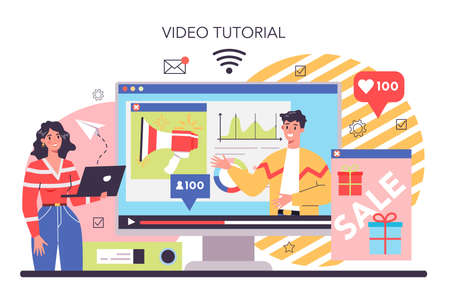 Advertsing and PR online service or platform. Commercial advertisementのイラスト素材