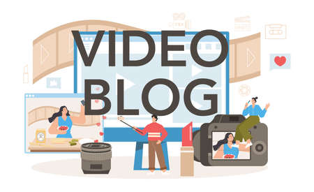 Video blog typographic header. Sharing video contentのイラスト素材