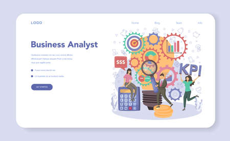 Business analyst web banner or landing page. Financial operationのイラスト素材