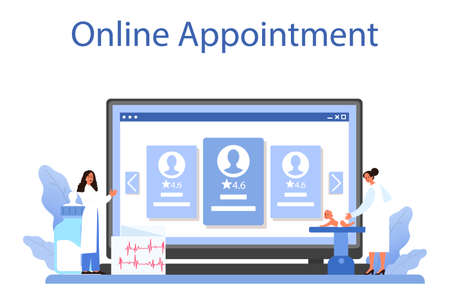 Pediatrician online service or platform. Doctor examining a childのイラスト素材