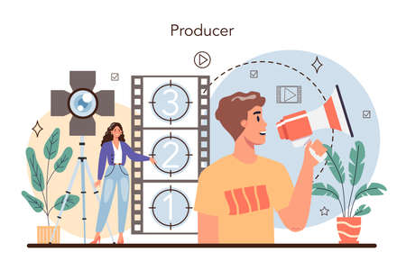 Producer concept. Film and music production, entertainmentのイラスト素材