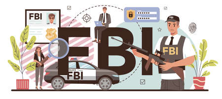 FBI typographic header. Police officer or inspector investigating crimeのイラスト素材