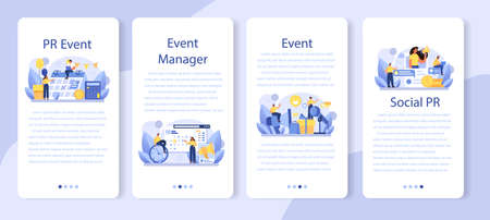 PR event mobile application banner set. Celebration or meeting organizationのイラスト素材