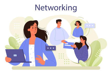 Networking concept. Employees collaboration, establishment of partnershipsのイラスト素材