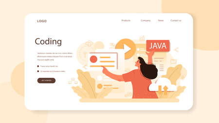 Website development web banner or landing page. Support and developmentのイラスト素材