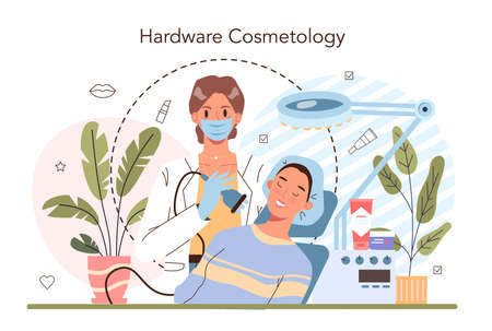 Cosmetologist concept. Skin care procedure. Hardware cosmetologyのイラスト素材