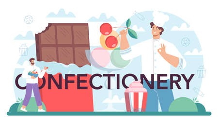 Confectionery typographic header. Professional pastry chef. Sweet bakeのイラスト素材
