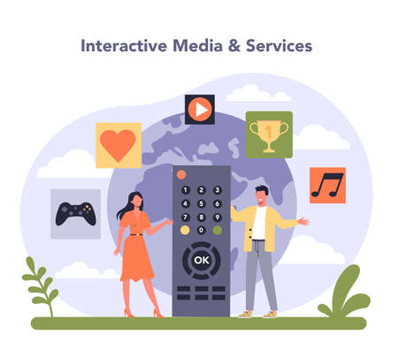 Media and entertainment industry. Multimedia communication and servicesのイラスト素材