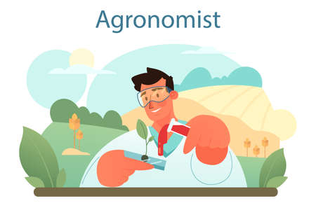 Argonomist concept. Scientist making research in agriculture.のイラスト素材
