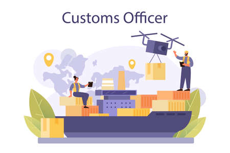 Customs officer concept. Passport control at the airport. Metal detector