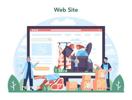 Meat production industry online service or platform. Butcherのイラスト素材