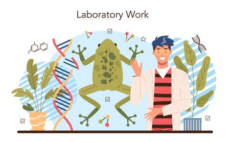 Biology school subject concept. Students exploring nature and livingのイラスト素材