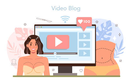 Plastic surgery online service or platform. Idea of modern body correctionのイラスト素材