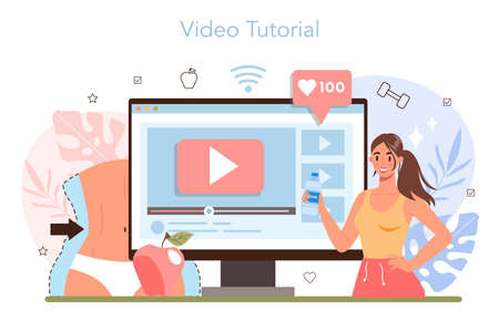 Weight loss online service or platform. Idea of fitness and healthy dietのイラスト素材
