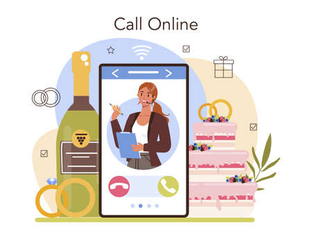 Wedding planner online service or platform. Organizer planningのイラスト素材