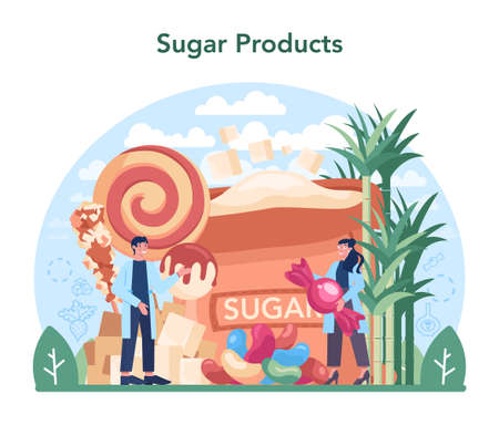 Sugar production industry. Saccharose and fructose extractedのイラスト素材