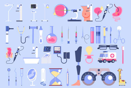 Medical research and diagnostic equipment set. Medical specialistのイラスト素材