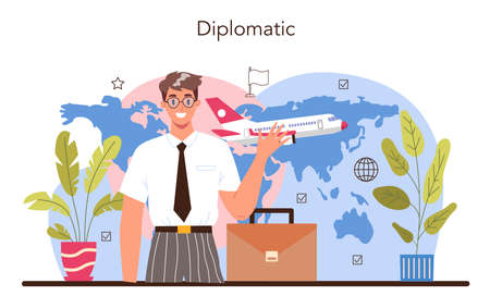 Diplomat profession. Idea of international relations and government.のイラスト素材