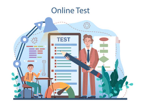 IT education online service or platform. Students learn programmingのイラスト素材
