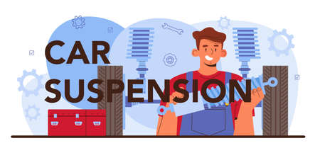 Car suspension typographic header. Car repair service. Automobileのイラスト素材