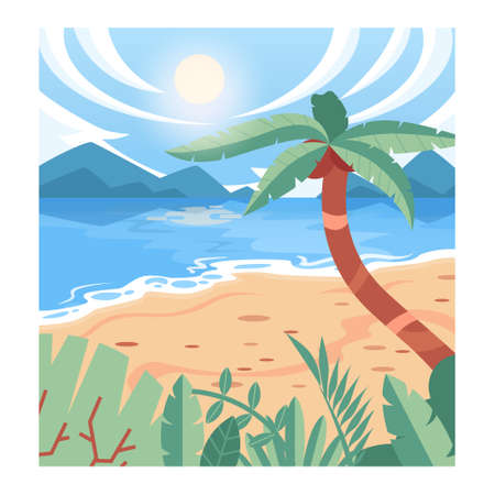 Tropical beach background. Summertime landscape, beautiful seaのイラスト素材