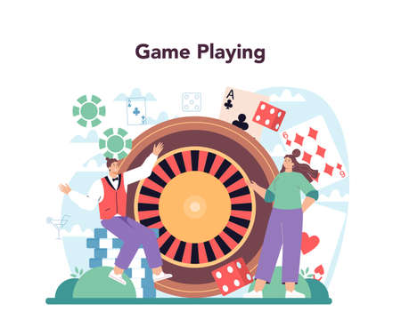 Croupier concept. Person in uniform behind a gambling counter.のイラスト素材