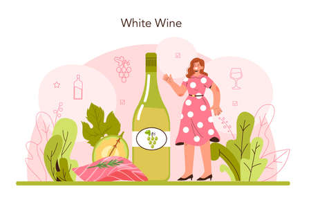 Wine concept. Grape wine in a bottle and glass full of alcohol drink.のイラスト素材