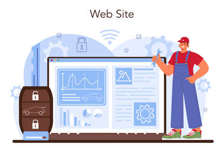 Car repair service online service or platform. Mechanic checkのイラスト素材