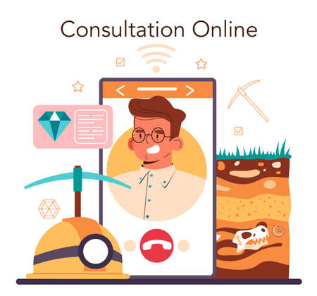Geology online service or platform. Scientist study structure, evolutionのイラスト素材