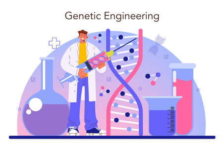 Geneticist concept. Medicine and science technology. Scientist work with DNAのイラスト素材
