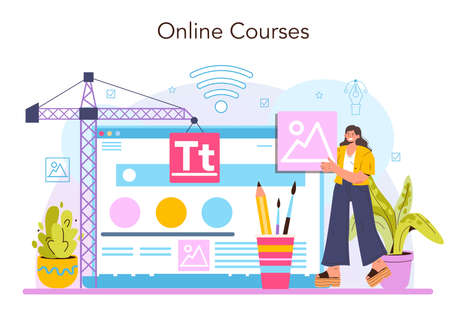 Web designer online service or platform. Interface and content presentationのイラスト素材