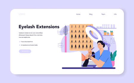 Lashmaker web banner or landing page. Eyelash extension, eyelashes