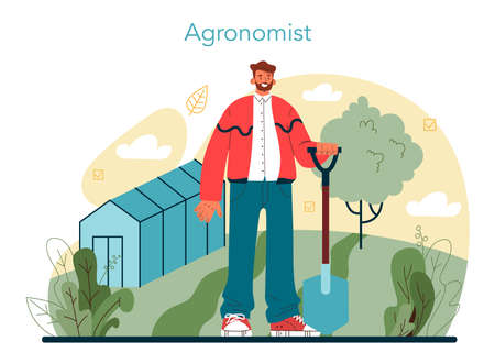 Argonomist concept. Scientist making research in agriculture. Idea of farmingのイラスト素材