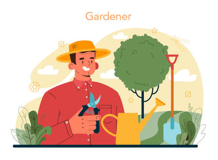 Gardener concept. Idea of horticultural or landscape designer.のイラスト素材