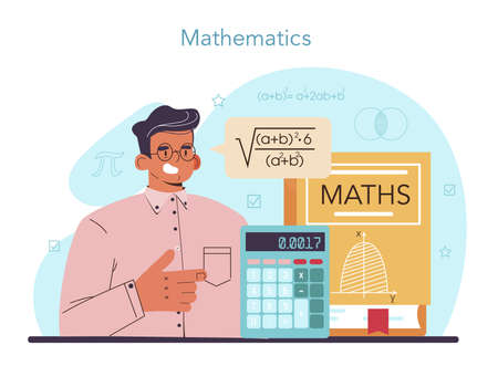 Mathematician concept. Mathematician use scientific formulas and diagrams