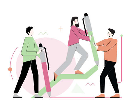 Business synergy concept. Collaboration and teamwork. Office charactersのイラスト素材