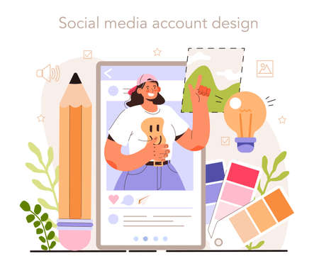 Social media account design. Content manager guidance. How createのイラスト素材