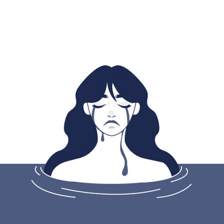 Depression concept. Mental disorder, feeling of despair and helplessness.のイラスト素材