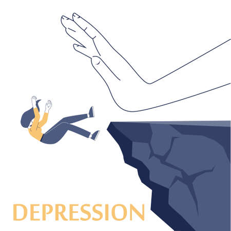 Depression concept. Mental disorder, feeling of despair and helplessness.のイラスト素材