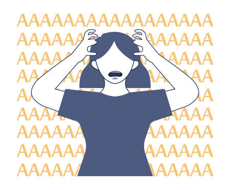 Stress concept. Depression and fear, emotional frustration. Mental disorderのイラスト素材