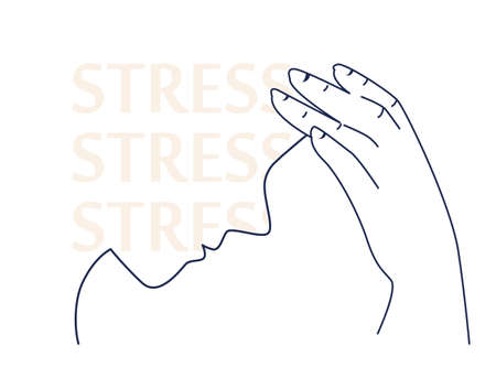 Stress concept. Depression and fear, emotional frustration. Mental disorderのイラスト素材