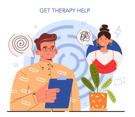 How to manage stress instruction concept. Get therapy help.のイラスト素材