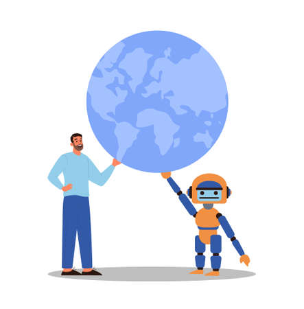 Robot concept. Artificial intelligence as a part of human routine.のイラスト素材